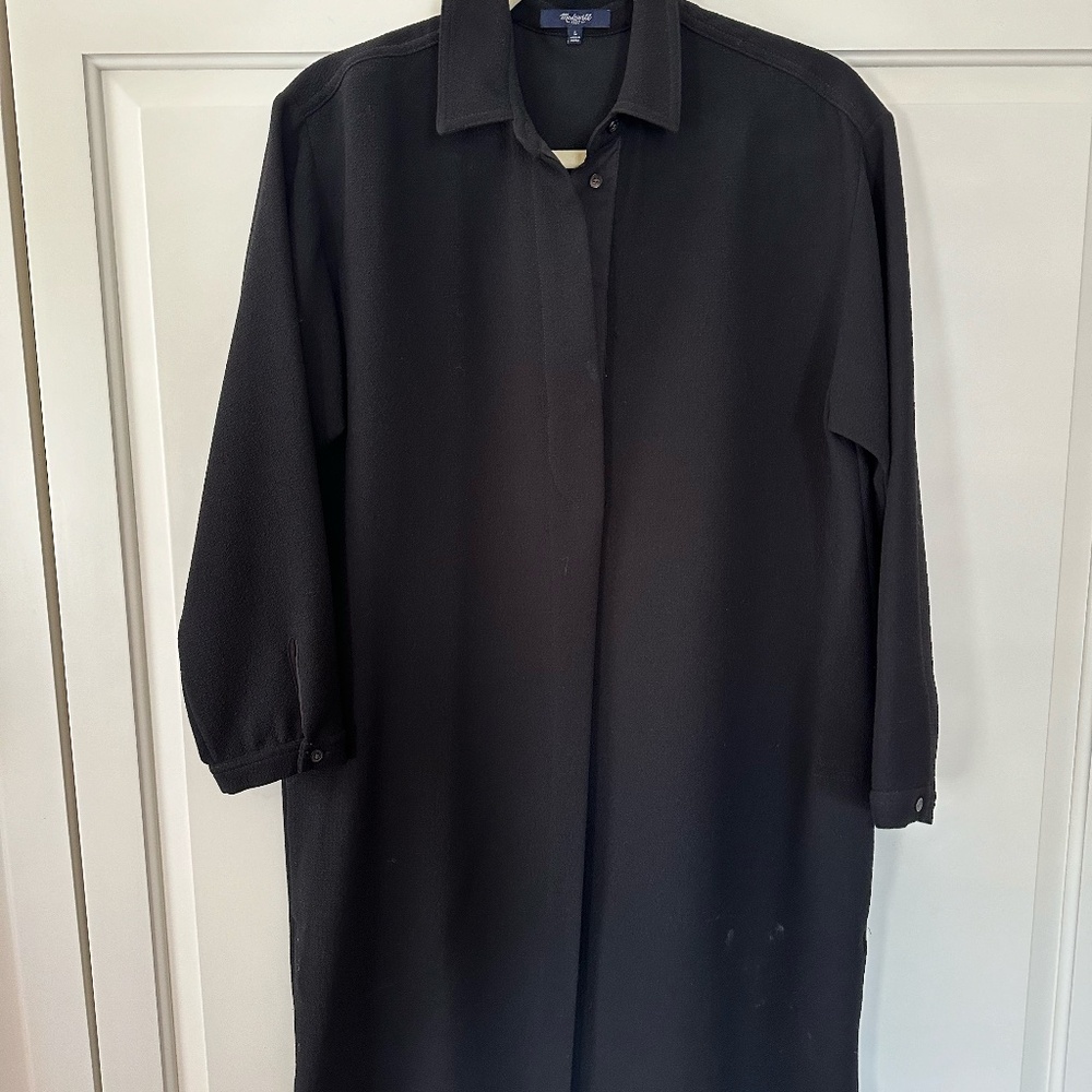Long Sleeve Madewell Woven Shirtdress - Black